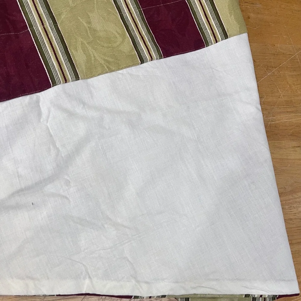 Waverly‎ Home Classics Burgundy Sage Green Striped Damask Valance 52x22